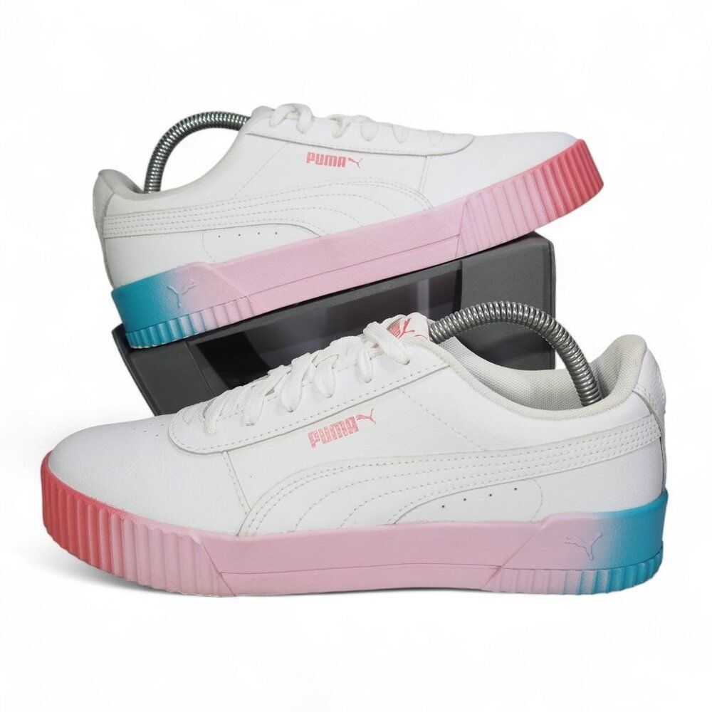Puma Carina‎ 2.0 Leather Sneakers Women's 11 Summer Fade 381330-01 White Multi